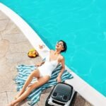 blue and yellow log roller in the pool