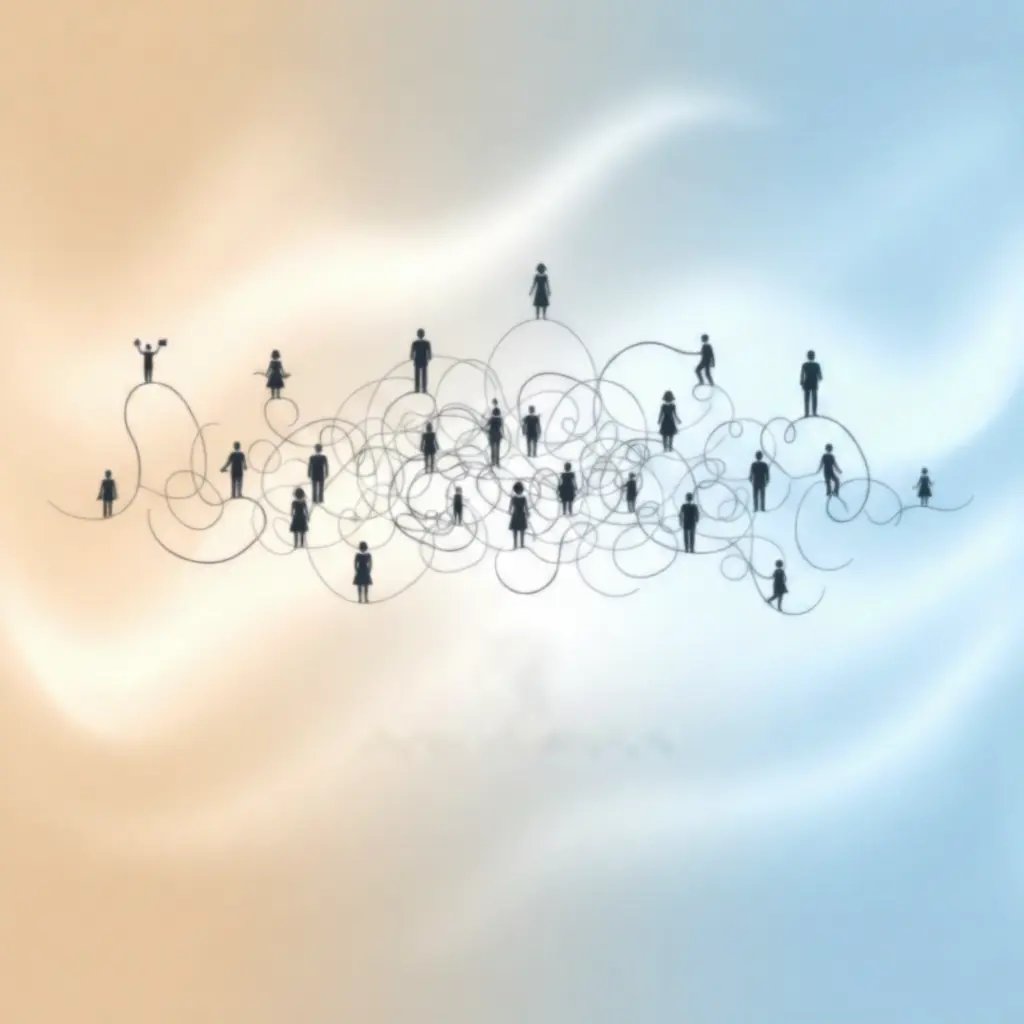 Diverse people representing cultural assimilasjon with traditional and modern clothing blending together symbolically