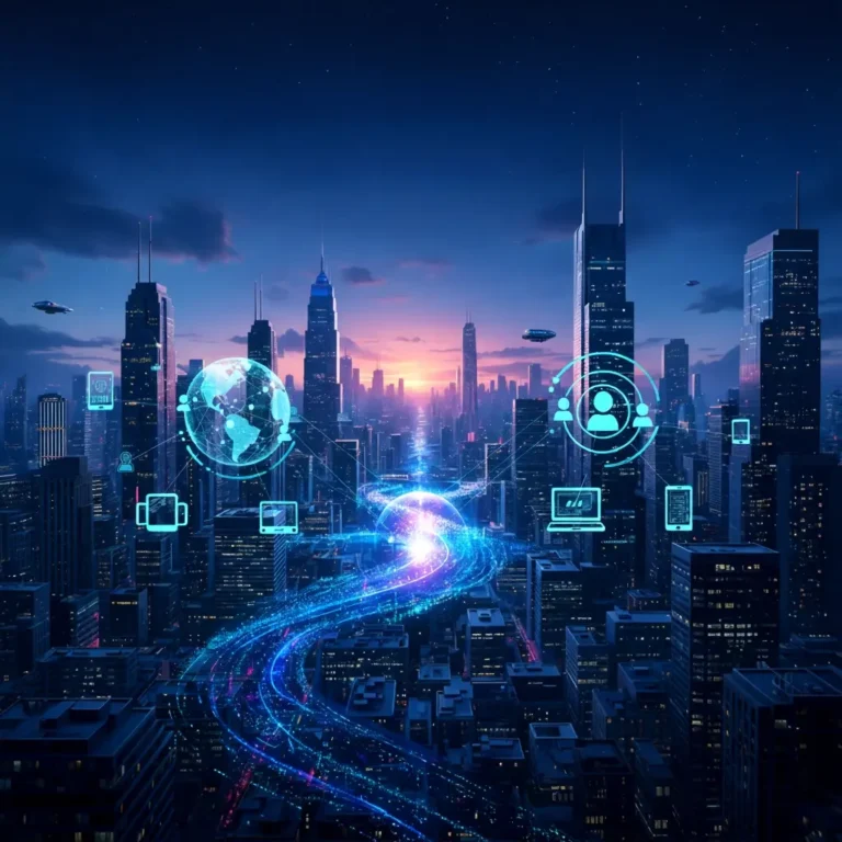 GlarklyHub creative collaboration platform featuring abstract digital network connections and modern design elements