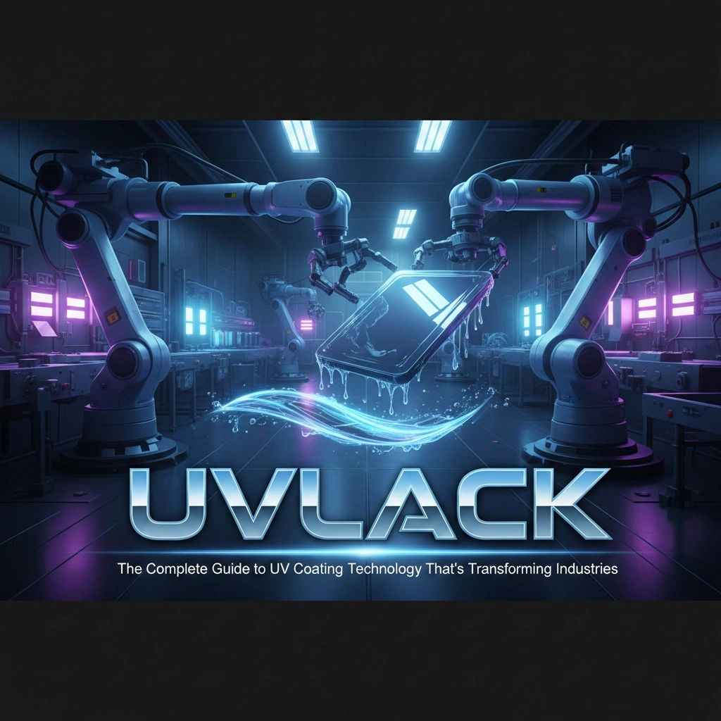 UVLACK UV coating technology with molecular structure and ultraviolet light beams on glossy surface