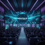 Hentquz anime-inspired quiz platform interface with interactive digital elements and gaming features