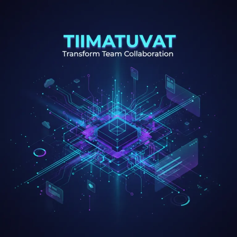 Tiimatuvat digital collaboration platform concept with interconnected network nodes and modern interface elements