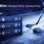 NHLBite streaming platform showing live NHL hockey games with HD quality options for free online viewing